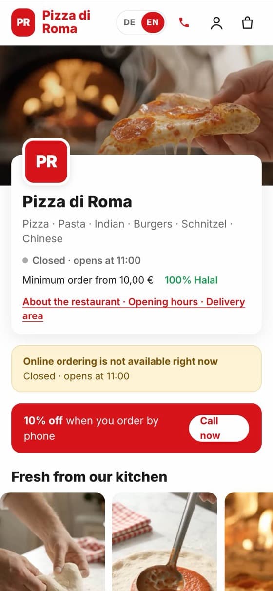 Pizza di Roma on mobile