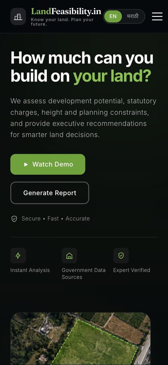 LandFeasibility.in on mobile
