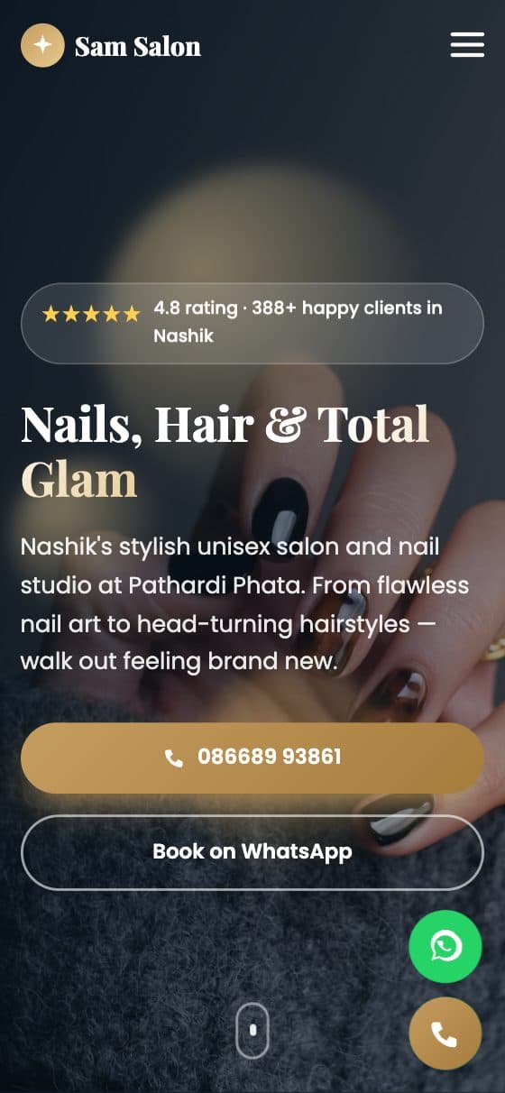 Sam Unisex Salon on mobile